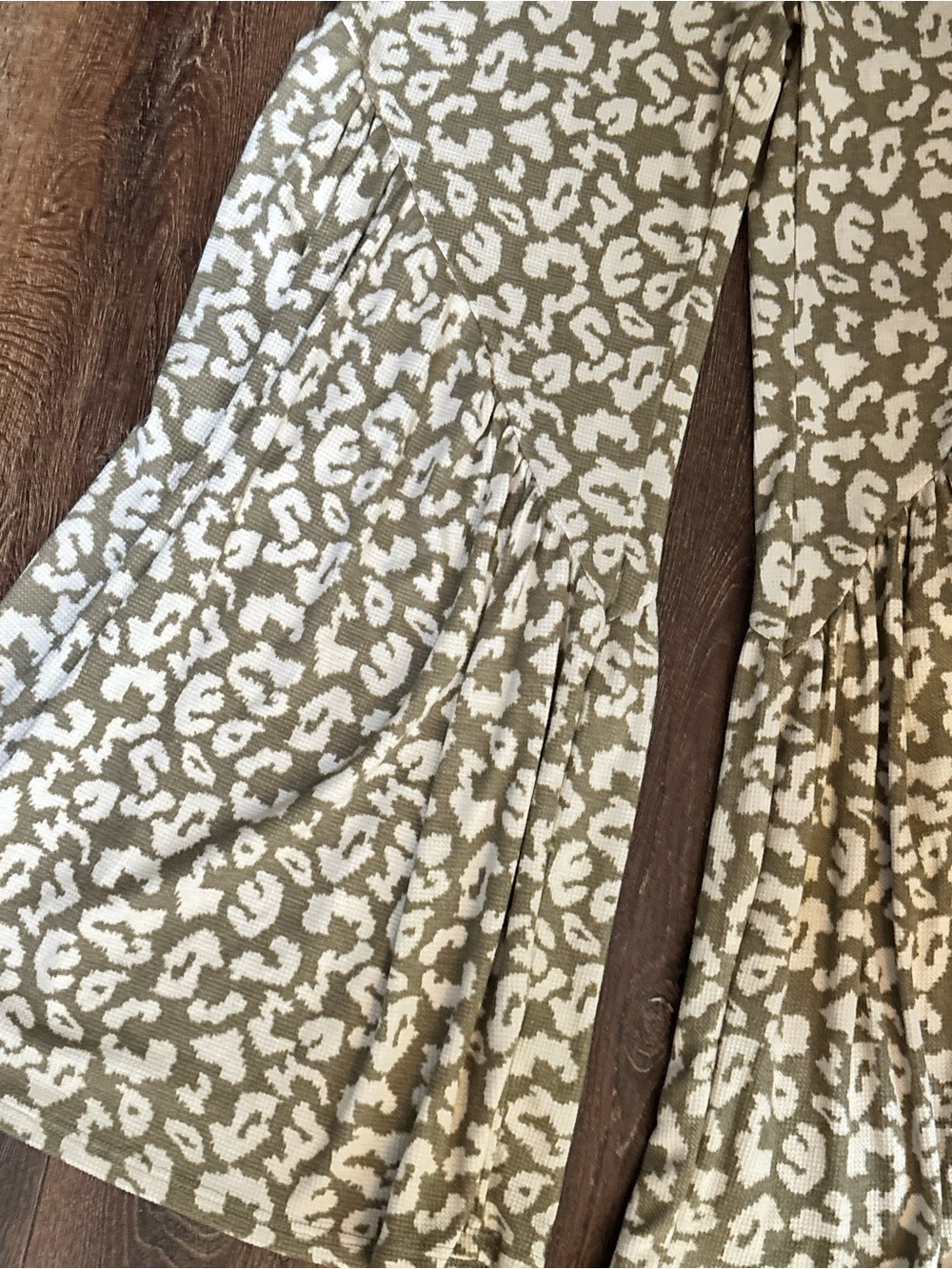 Ces Femme Olive and Cream Animal-Print Wide Leg Pants - Picture 3 of 6